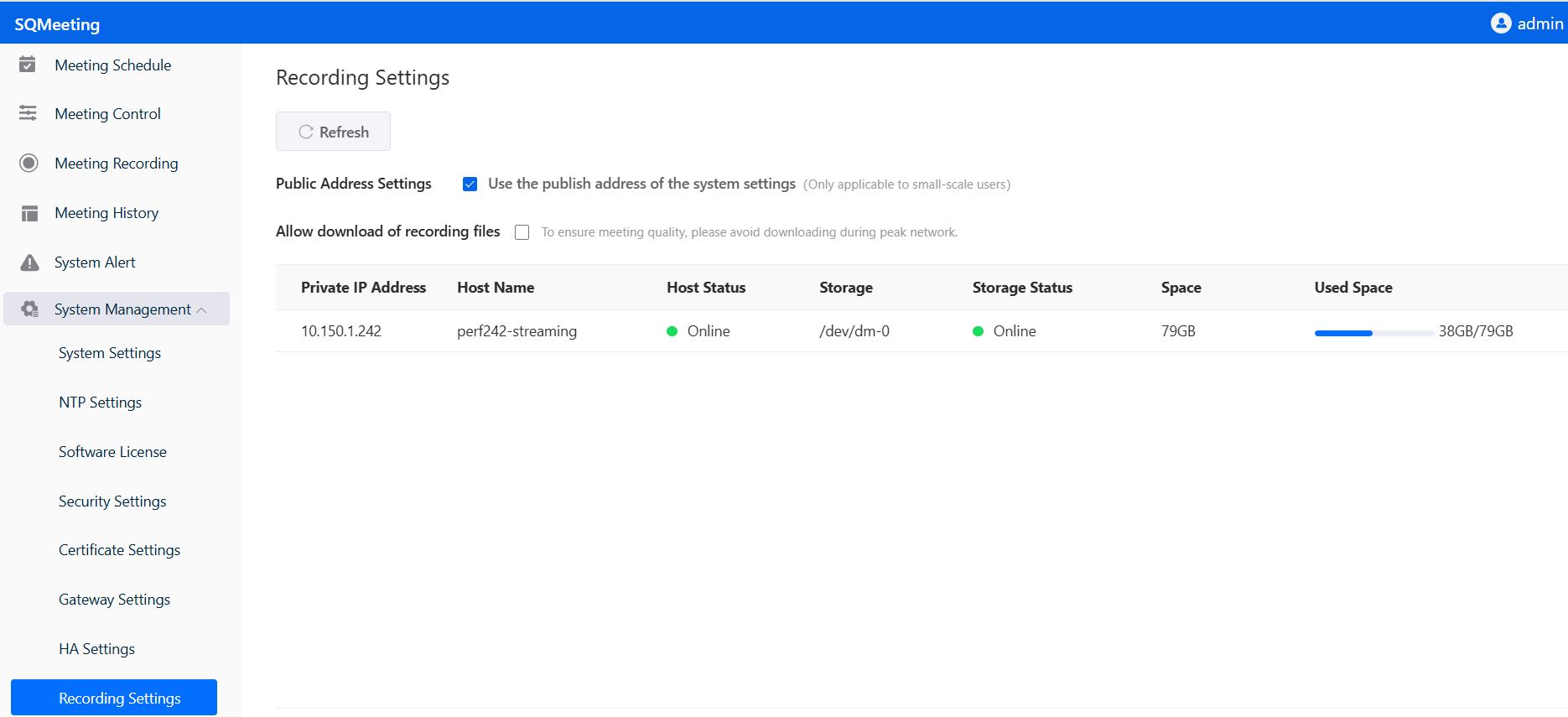 Recording Settings_System Public Network